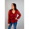 CAMISA M/L CON DETALLE VOLANTE EN CUELLO