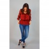 CAMISA M/L CON DETALLE VOLANTE EN CUELLO