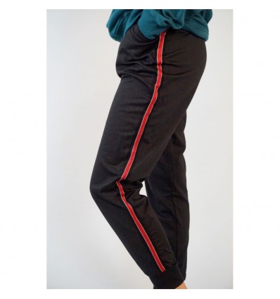 PANTALÓN DEPORTIVO CON FRANJA LATERAL NEGRO