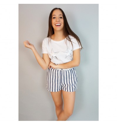 SHORT RAYAS BLANCO Y AZUL