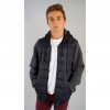 CHAQUETA NEGRA COMBINADA CON CAPUCHA
