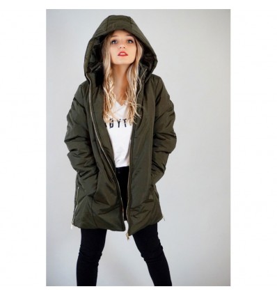 CHAQUETA VERDE CREMALLERAS LATERALES